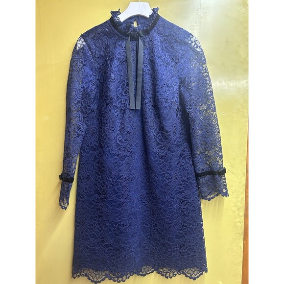 Tahiri Navy Lace Long Sleeve Dress - Picture 1 of 5